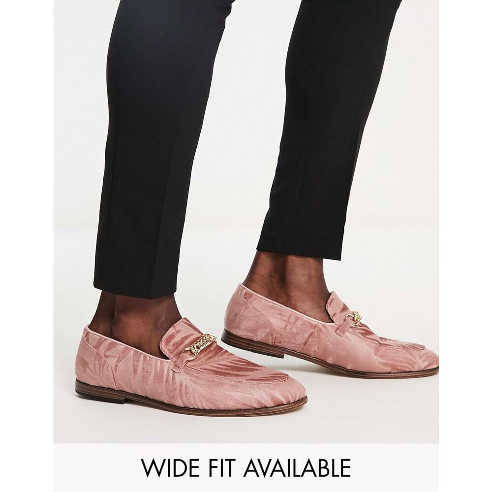 ASOS Men’s loafers pink velvet Chain 10